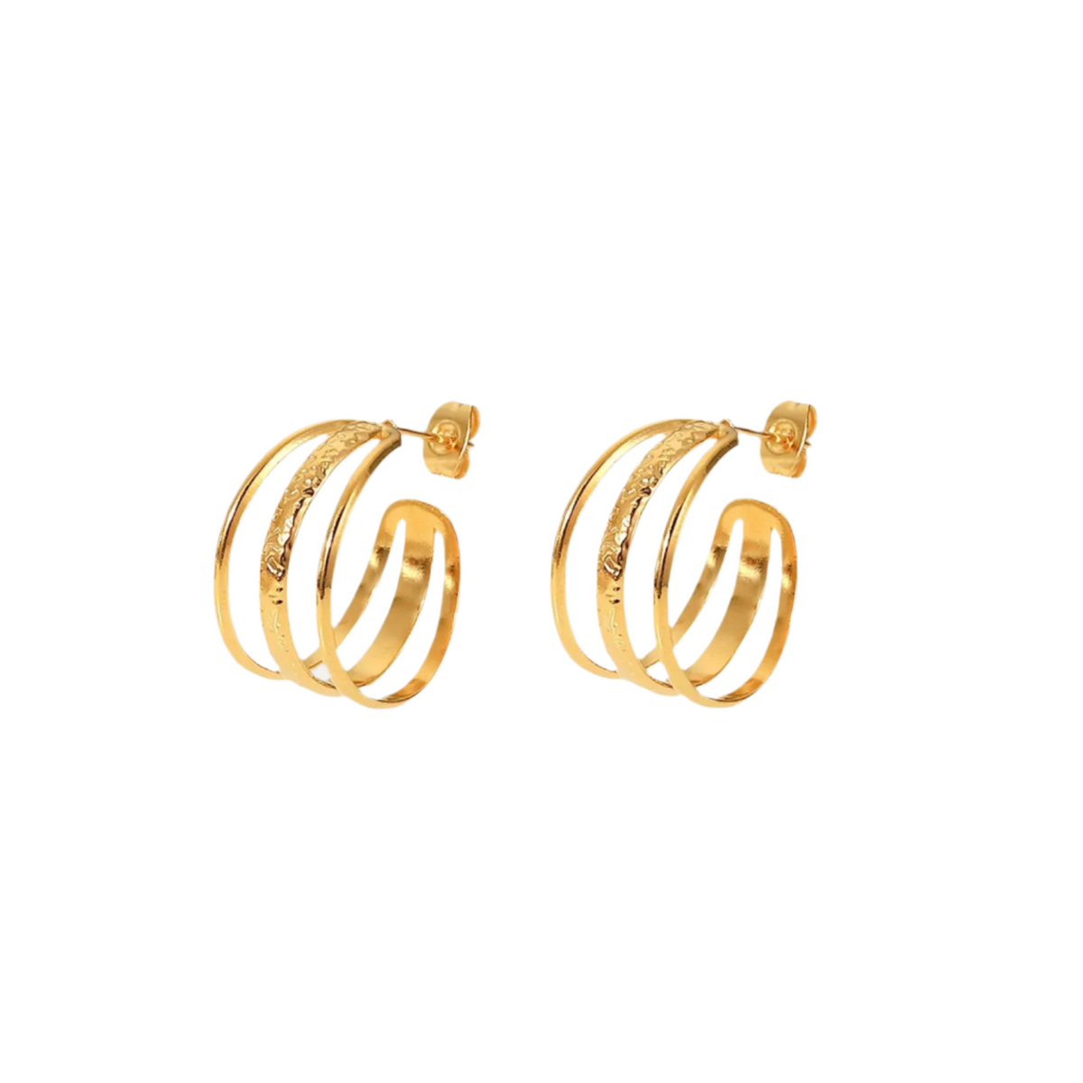 Three Layer Open C-Hoops in 18K Gold-Plating
