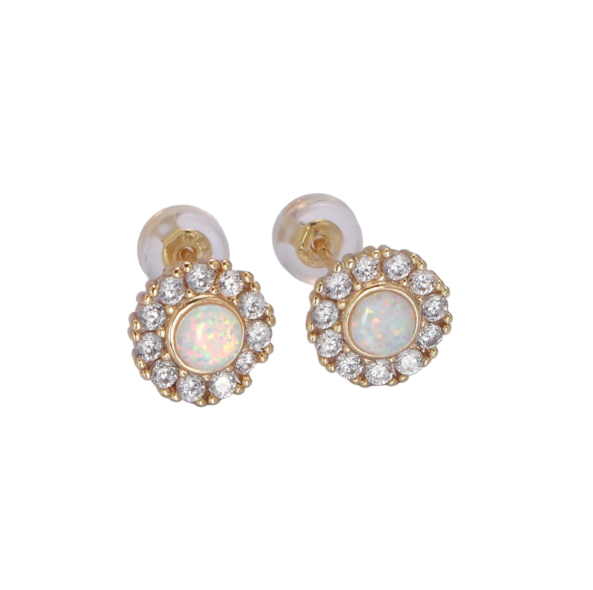 18K Gold Filled Mini Opal Stud Earring, White
