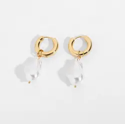 18K Baroque Pearl Charm Earrings