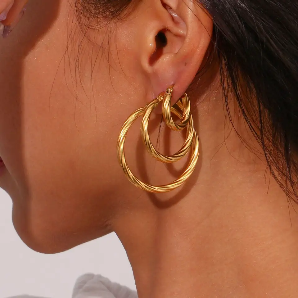 18K Vintage Round Hoop Earrings