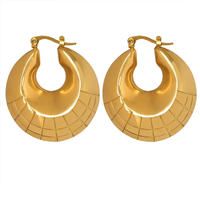 18K Textured Thick Chunky Hoop Earrings