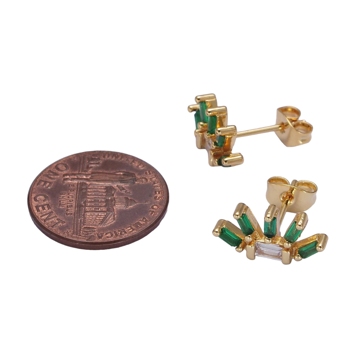 24K Gold Filled Baguette Plant Flower Stud Earrings