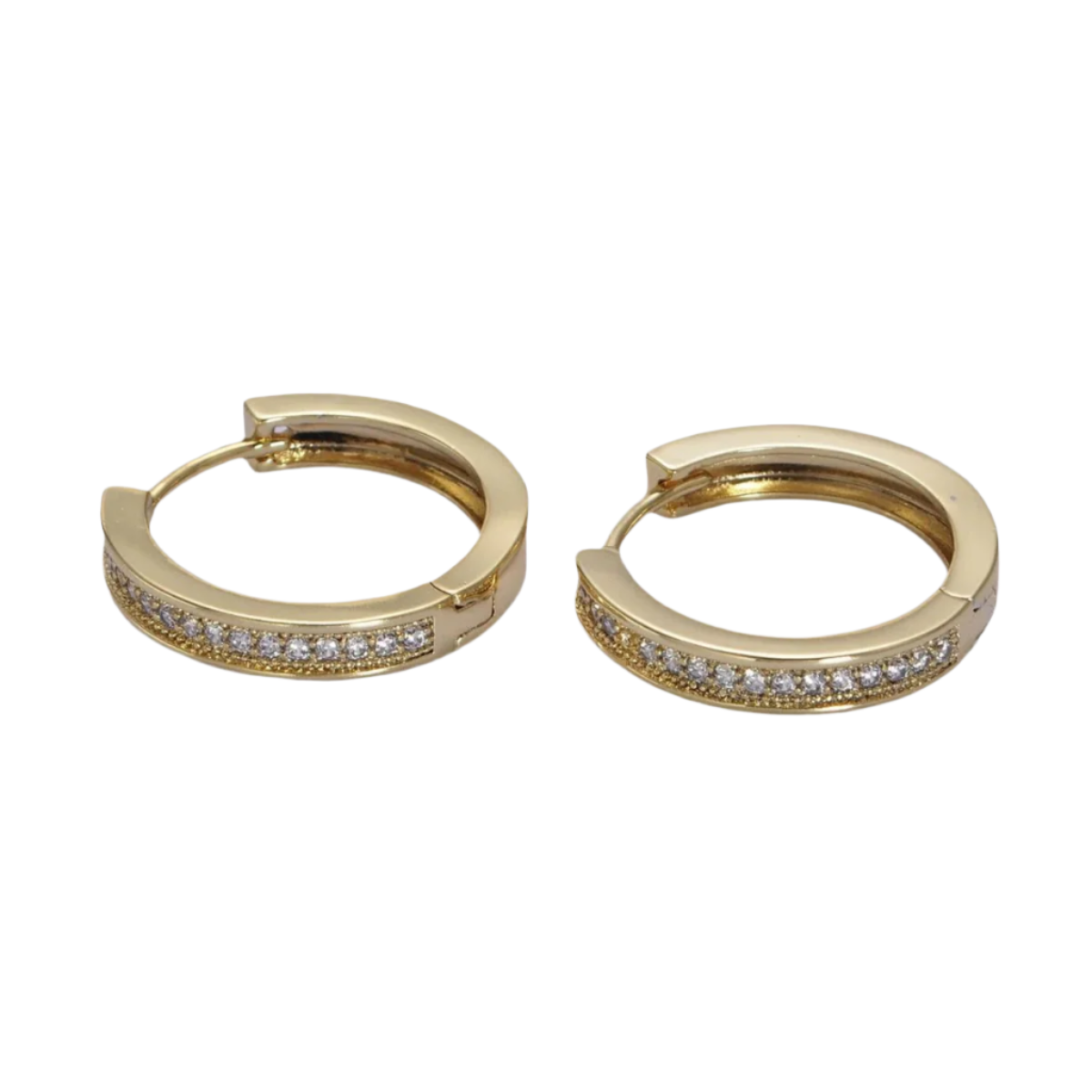 Pave Lined Hoops in 14K Gold-Filled with Cubic Zirconia