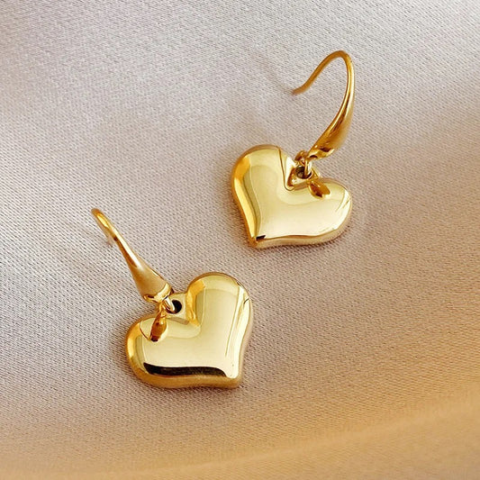 18K Love Heart Hook Earrings