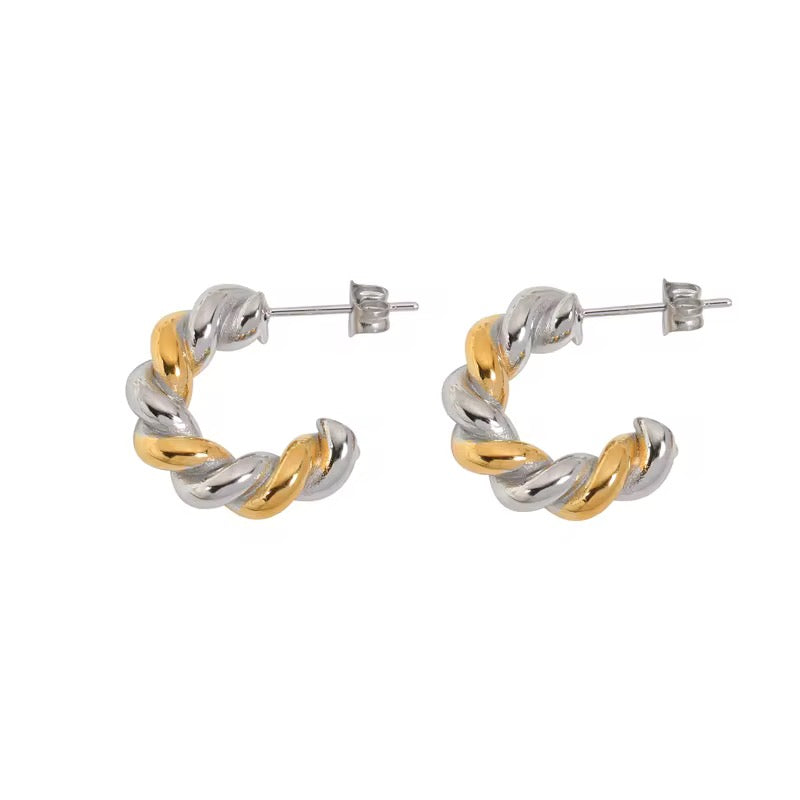 Two Tone Twisted Open Hoop
