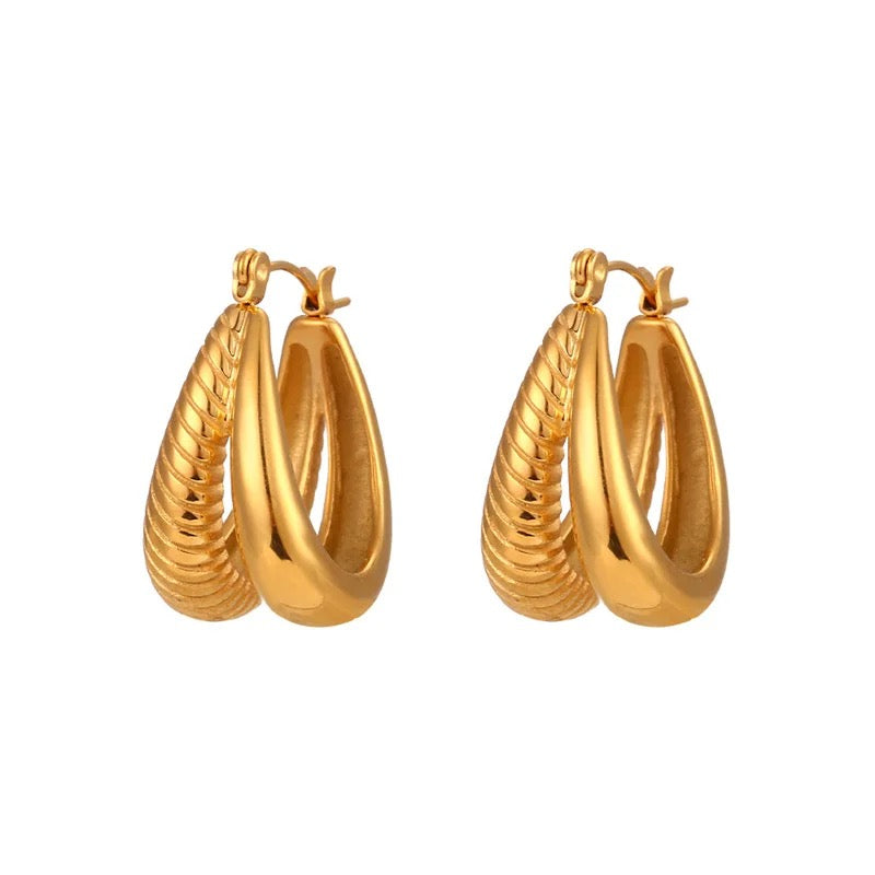 18K Double Strip Panel Earrings