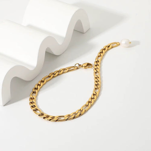 18K Cuban Pearl Bracelet