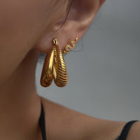 18K Double Strip Panel Earrings