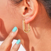 18K Long U-shaped Zircon Earrings