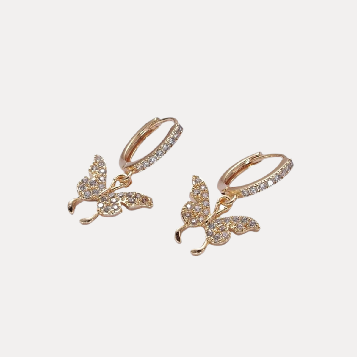 Butterfly Drops in 18K Gold-Filled with Cubic Zirconia