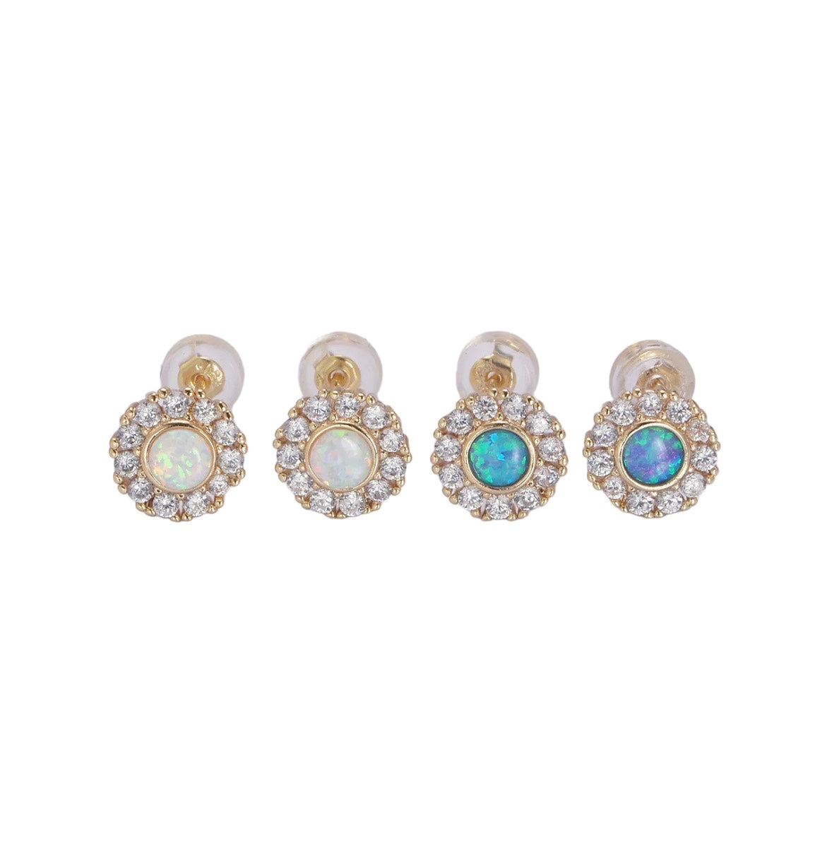 18K Gold Filled Mini Opal Stud Earring, White
