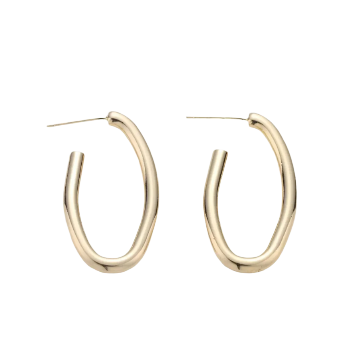 Oblong J-Shaped Hoops in 16K Gold-Filled