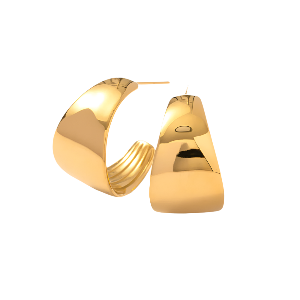 Classic Wide Open Hoops in 18K Gold-Plating