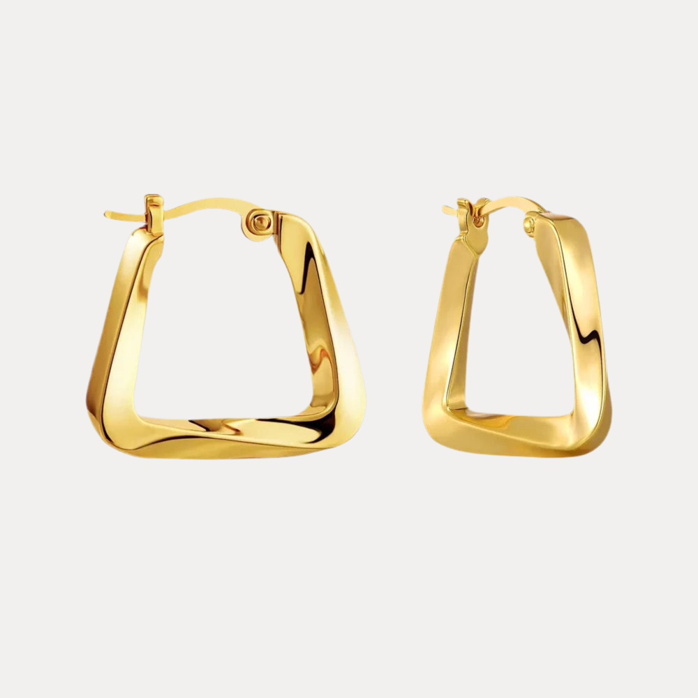 Textured Geometric Square Hoops in 18K Gold-Plating