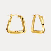 Textured Geometric Square Hoops in 18K Gold-Plating
