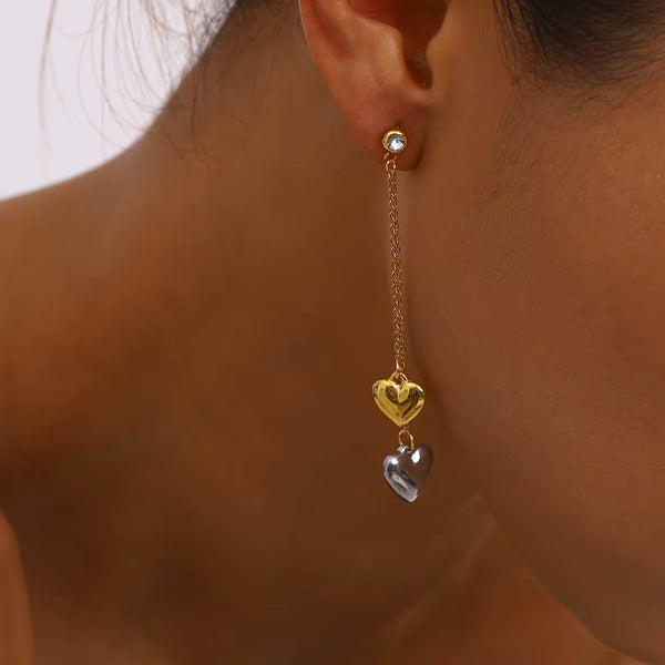 Two Tone Heart Charm Dangles