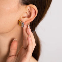 18K Two Tone Capsule Studs