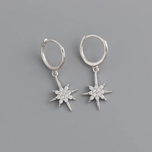 Silver CZ Celestial Stars Earrings