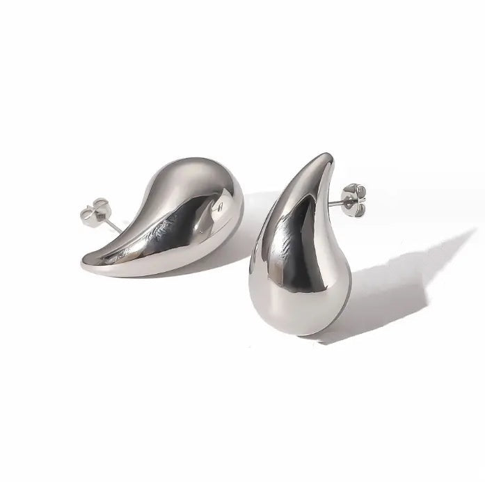 Silver Chunky Teardrop Earrings