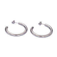 Silver Classic Smooth Open Hoops