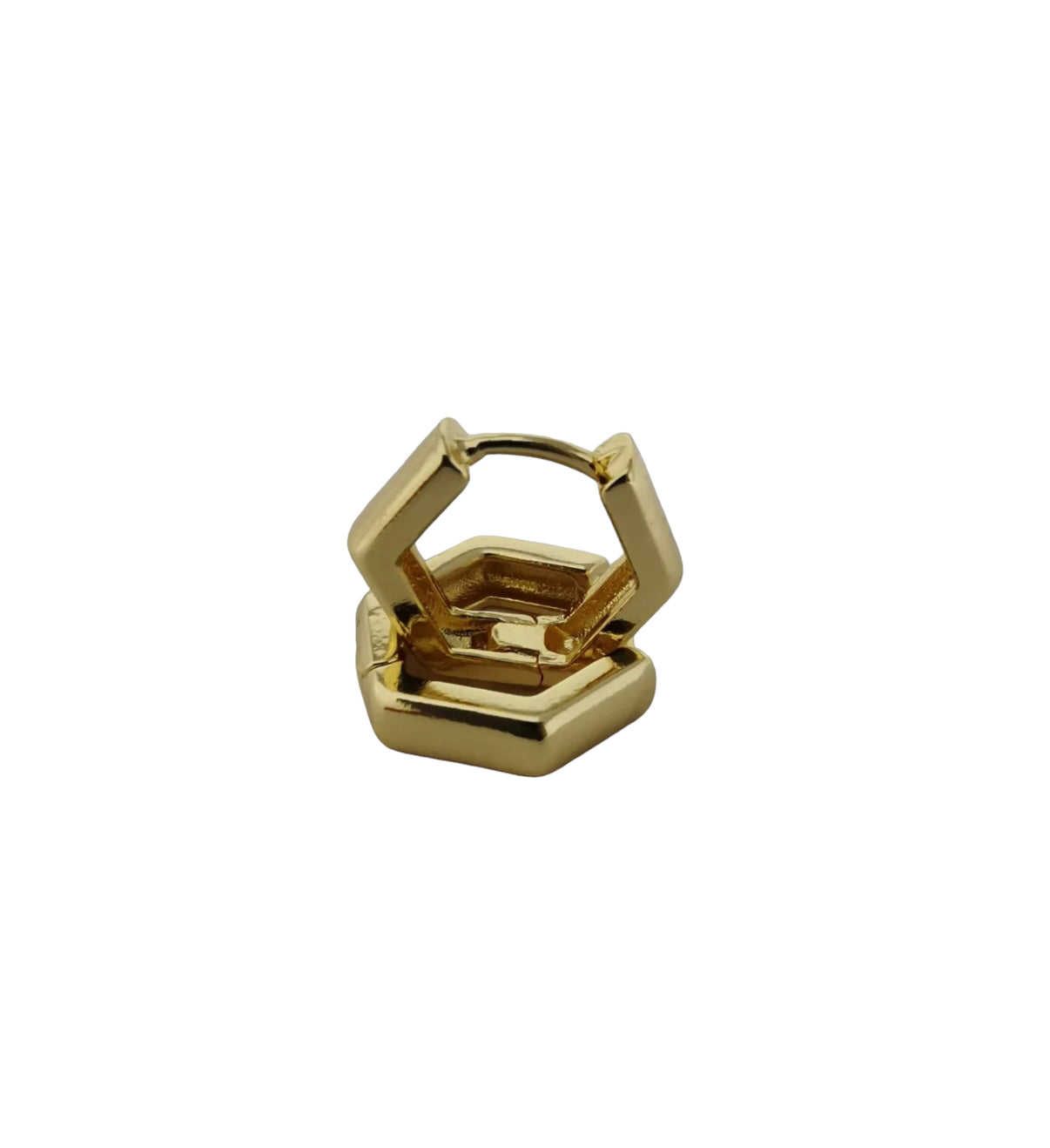 24K Gold Filled Hexagon Huggie Hoop Earrings