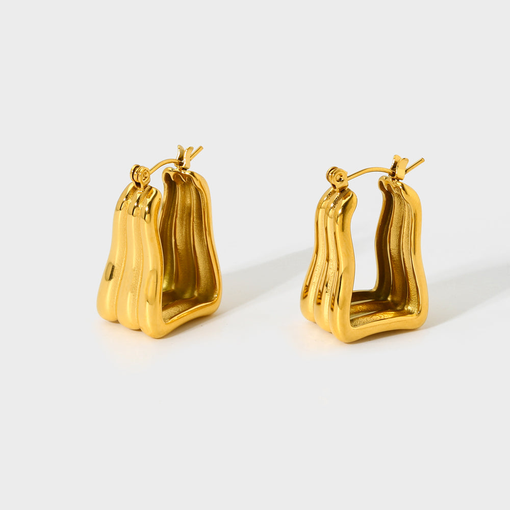 18K Triple Wavy Hoop Earrings