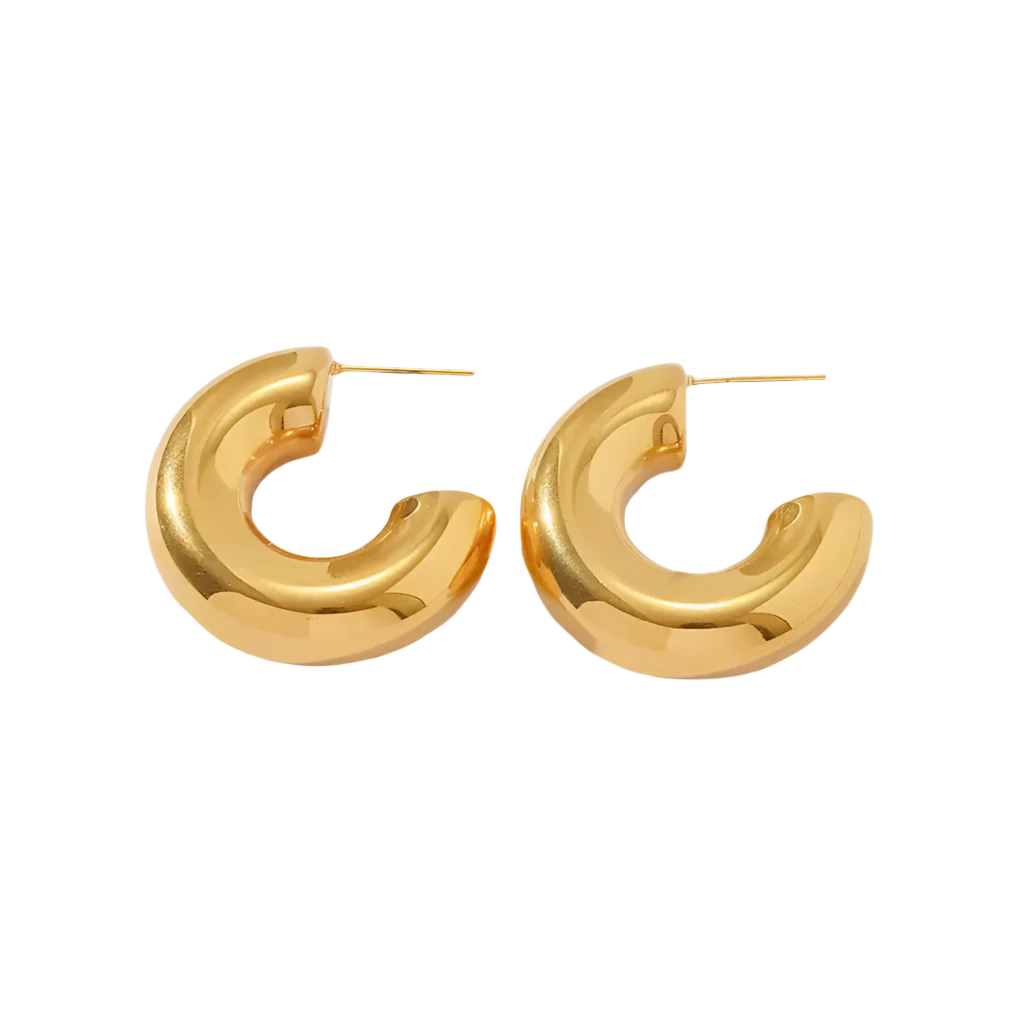 Chunky C Hoops in 18K Gold-Plating