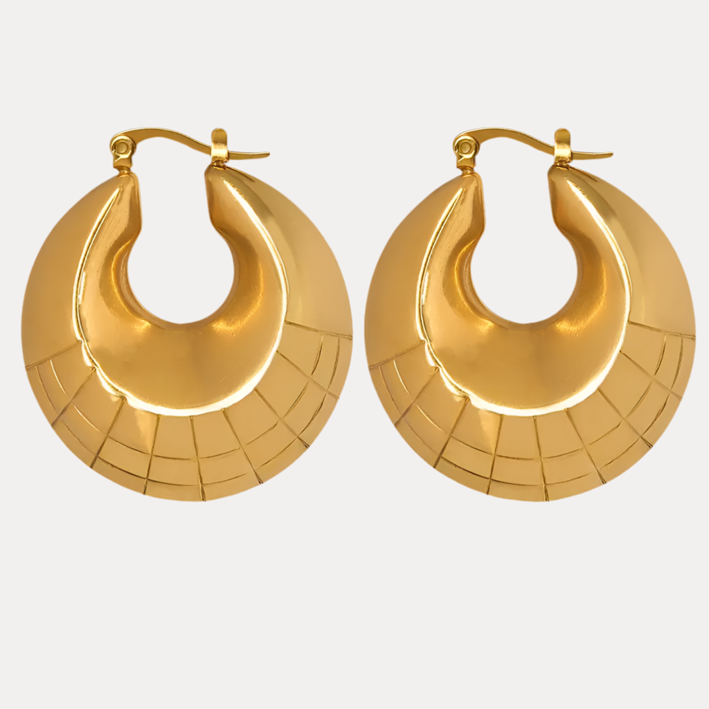 18K Textured Thick Chunky Hoop Earrings