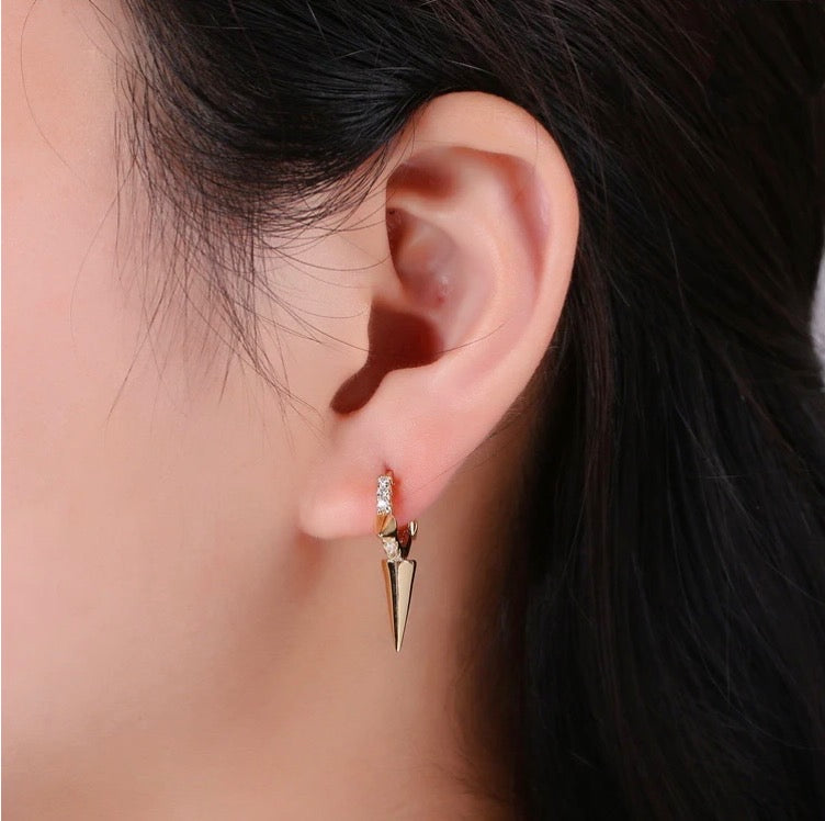 14K Gold Filled Spiky Huggie Earrings