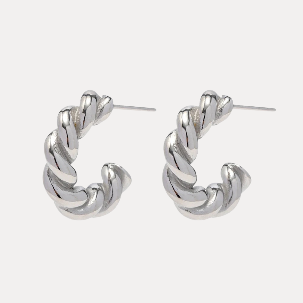 Twisted Open Hoops in Silver