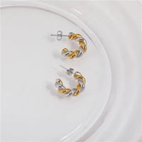 Two Tone Twisted Open Hoop