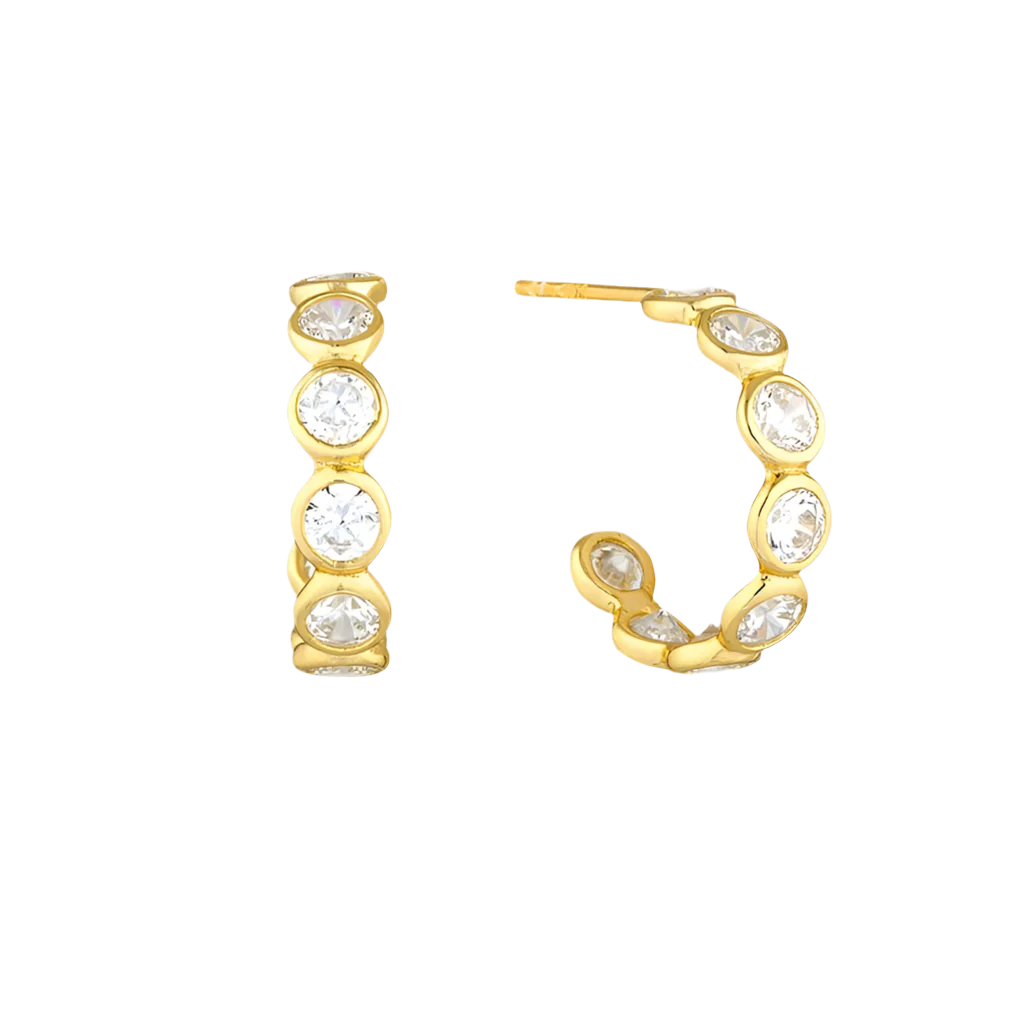 Round Baguette Hoops in 16K Gold-Filled