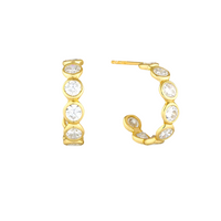 Round Baguette Hoops in 16K Gold-Filled