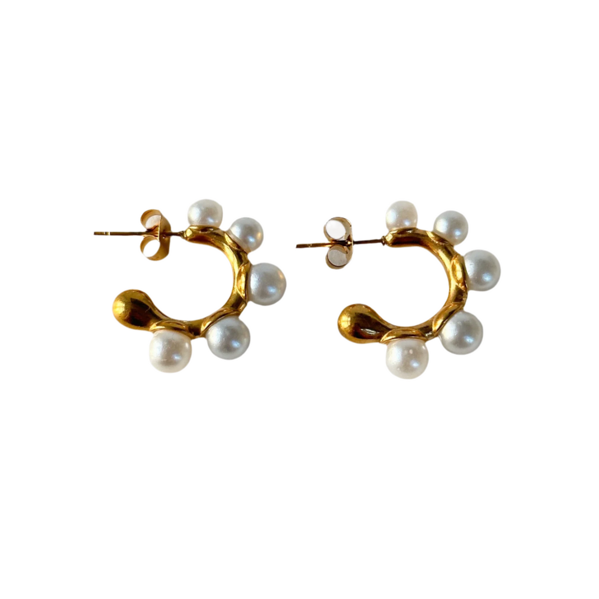 Vintage Pearl Hoops in 18K Gold-Plating