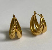 18K Double Strip Panel Earrings