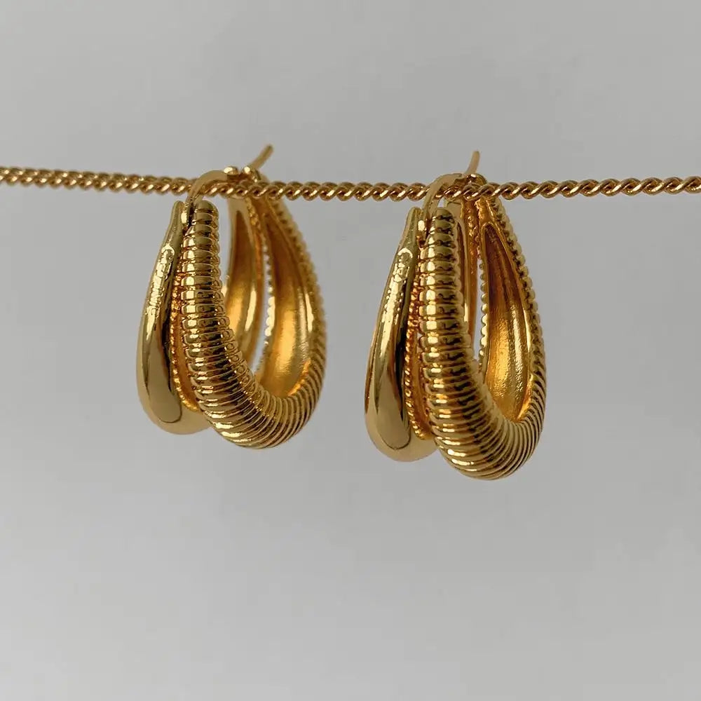18K Double Strip Panel Earrings