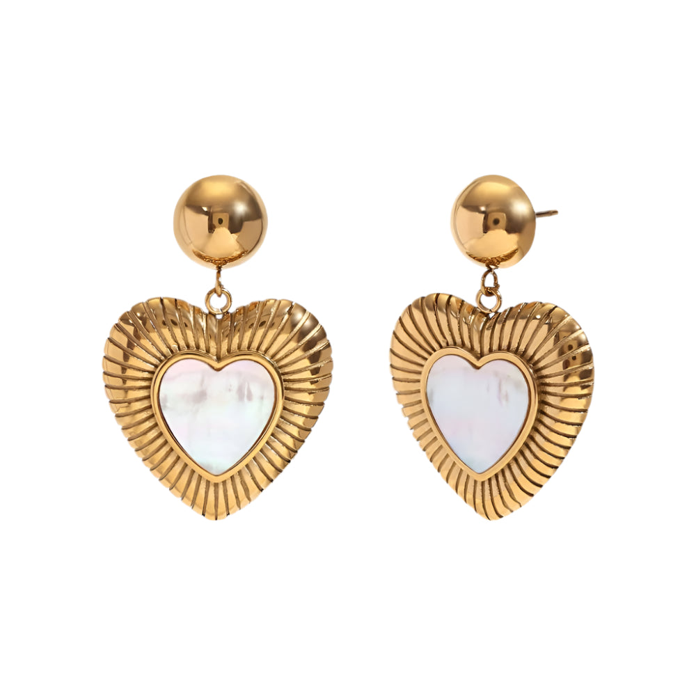 Shell Heart Drops in 18K Gold-Plating