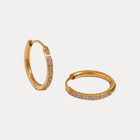 Thin Vermeil Classic Hoops in 18K Gold-Plating or Silver with Cubic Zirconia
