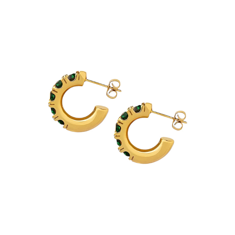 Open Hoops in 18K Gold-Plating with Cubic Zirconia
