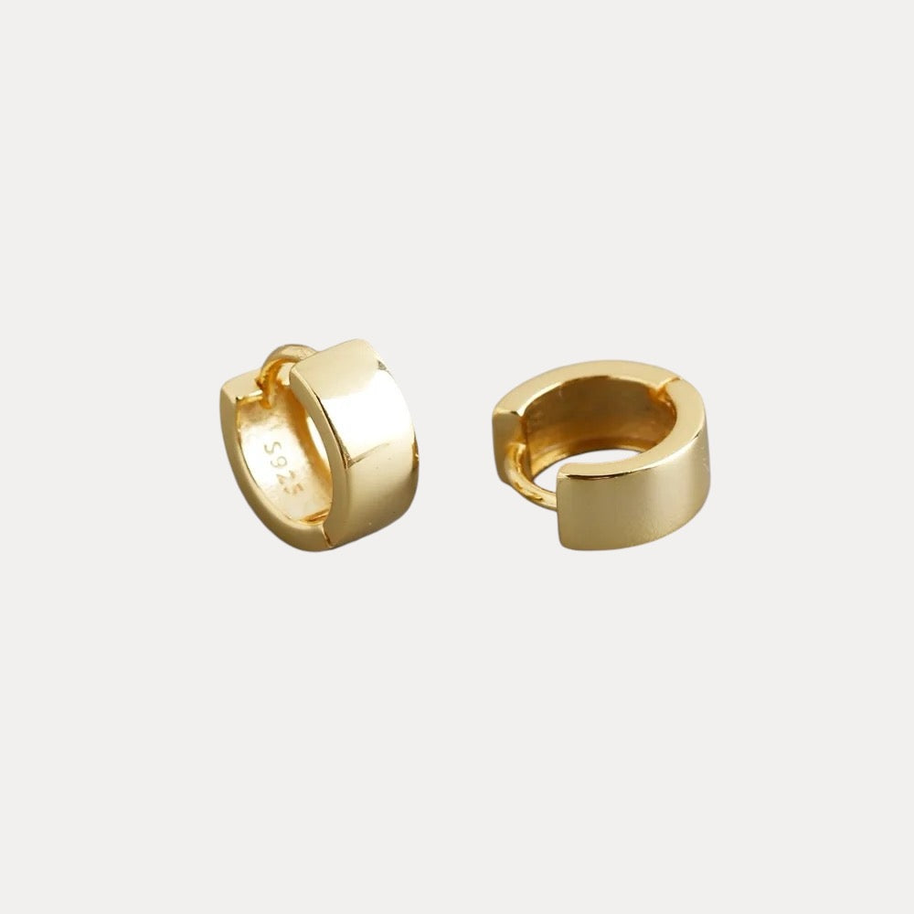 Flattened Vermeil Huggies in 18K Gold-Plating