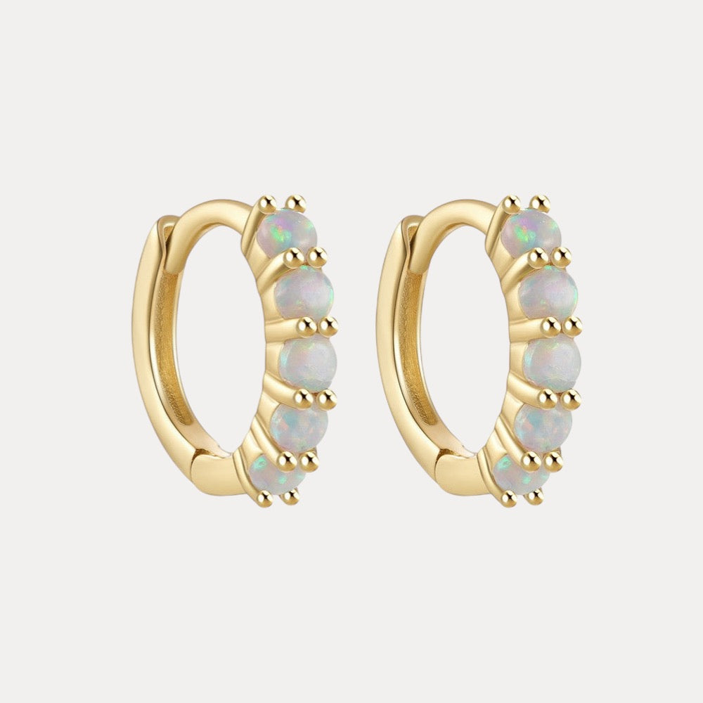 18K Gold Filled Opal Lined Huggies