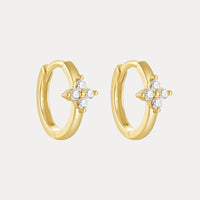 Pave Four Leaf Huggies in 18K Gold-Plating or Silver with Cubic Zirconia