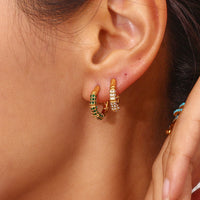 18K Bamboo Studded Hoop Earrings