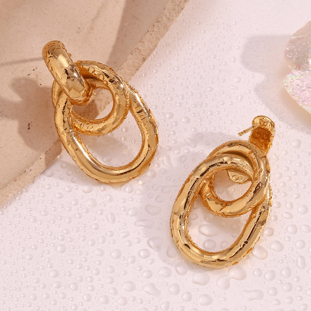 18K Double Hoop Stud Earrings