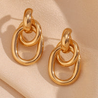18K Double Hoop Stud Earrings