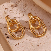 18K Double Hoop Stud Earrings