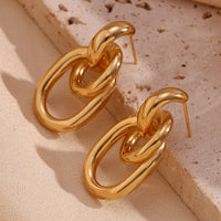 18K Double Hoop Stud Earrings