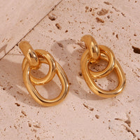 18K Double Hoop Stud Earrings