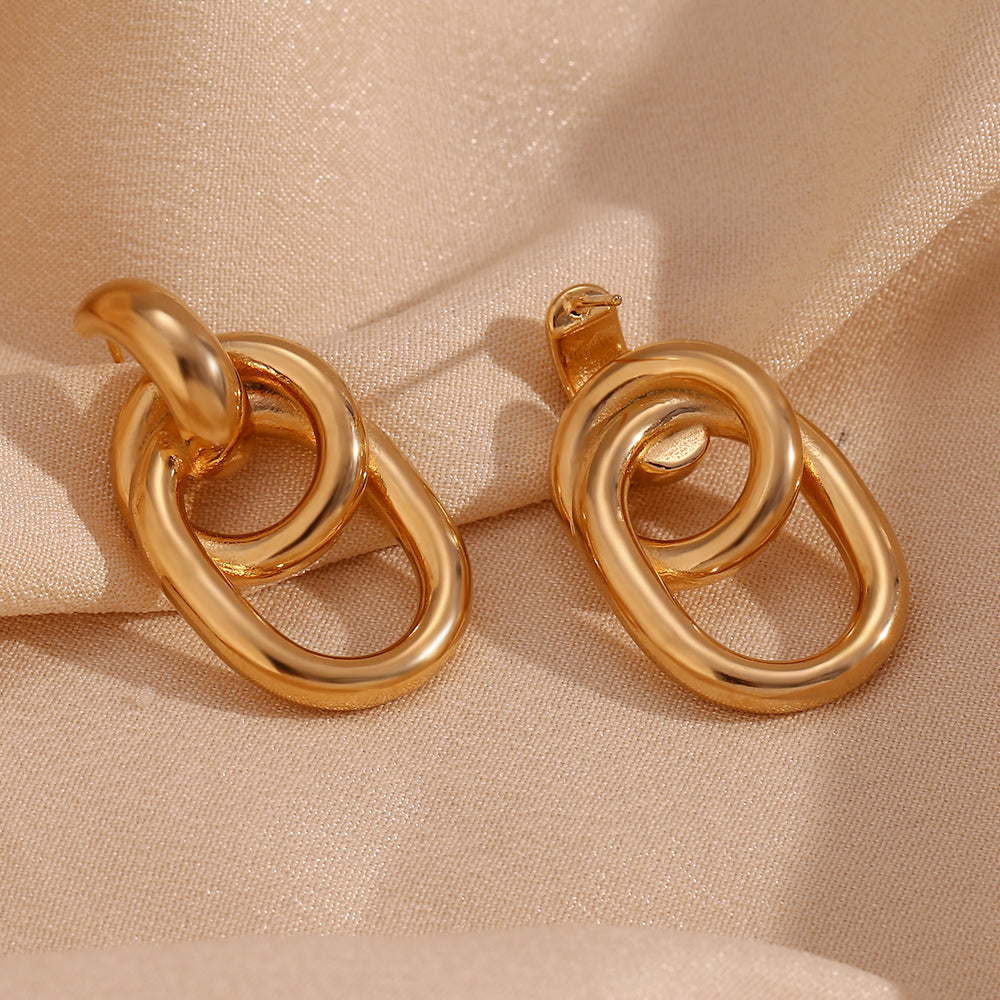 18K Double Hoop Stud Earrings