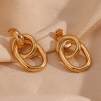 18K Double Hoop Stud Earrings